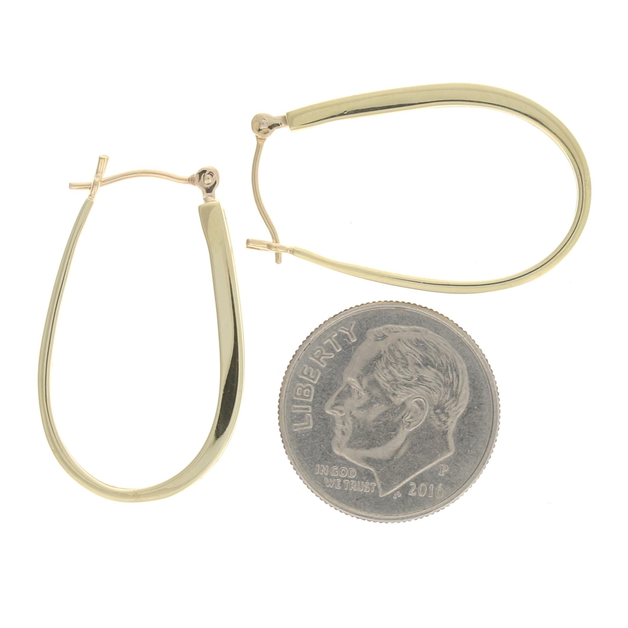 Yellow Gold Diamond Hoop Earrings, 10k Round Brilliant .50ctw Champagne Brown In Excellent Condition In Greensboro, NC