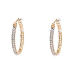 Yellow Gold Diamond Hoop Earrings - 10k Single Cut .20ctw Pierced