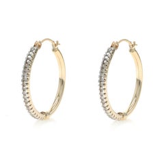 Yellow Gold Diamond Hoop Earrings - 10k Single Cut .25ctw Pierced