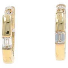 Gelbgold Diamond Hoop Ohrringe 14k Smaragd .42ctw durchbohrt