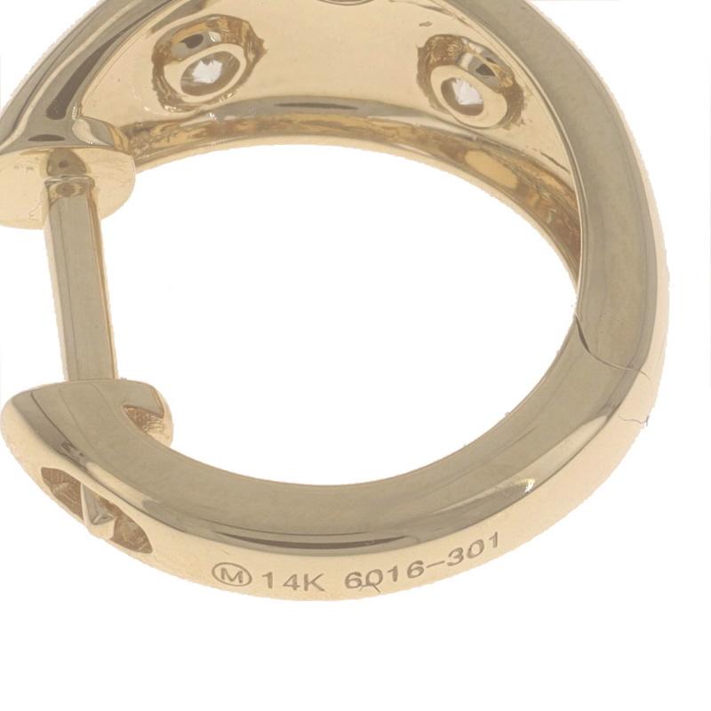 Orecchini a cerchio con diamanti in oro giallo 14k a forma di Brilliante rotondo (29ctw), forati in vendita 1