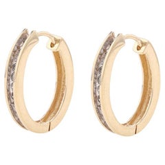 Gelbgold Diamond Hoop Ohrringe - 14k Runde Brillant .66ctw Oval durchbohrt