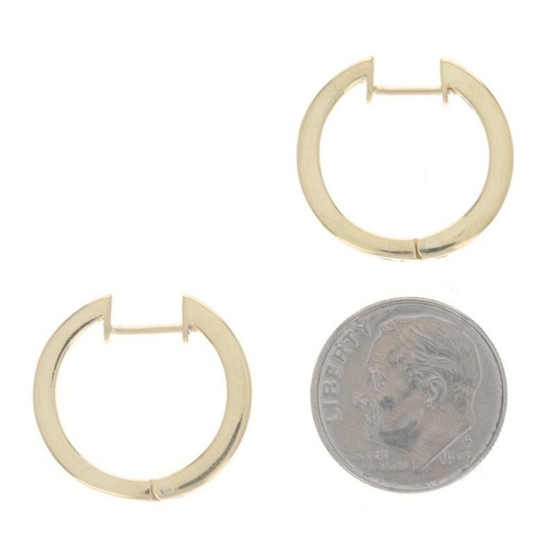 Yellow Gold Diamond Hoop Earrings - 18k Round .60ctw Channel Set Pierced In Excellent Condition For Sale In Greensboro, NC
