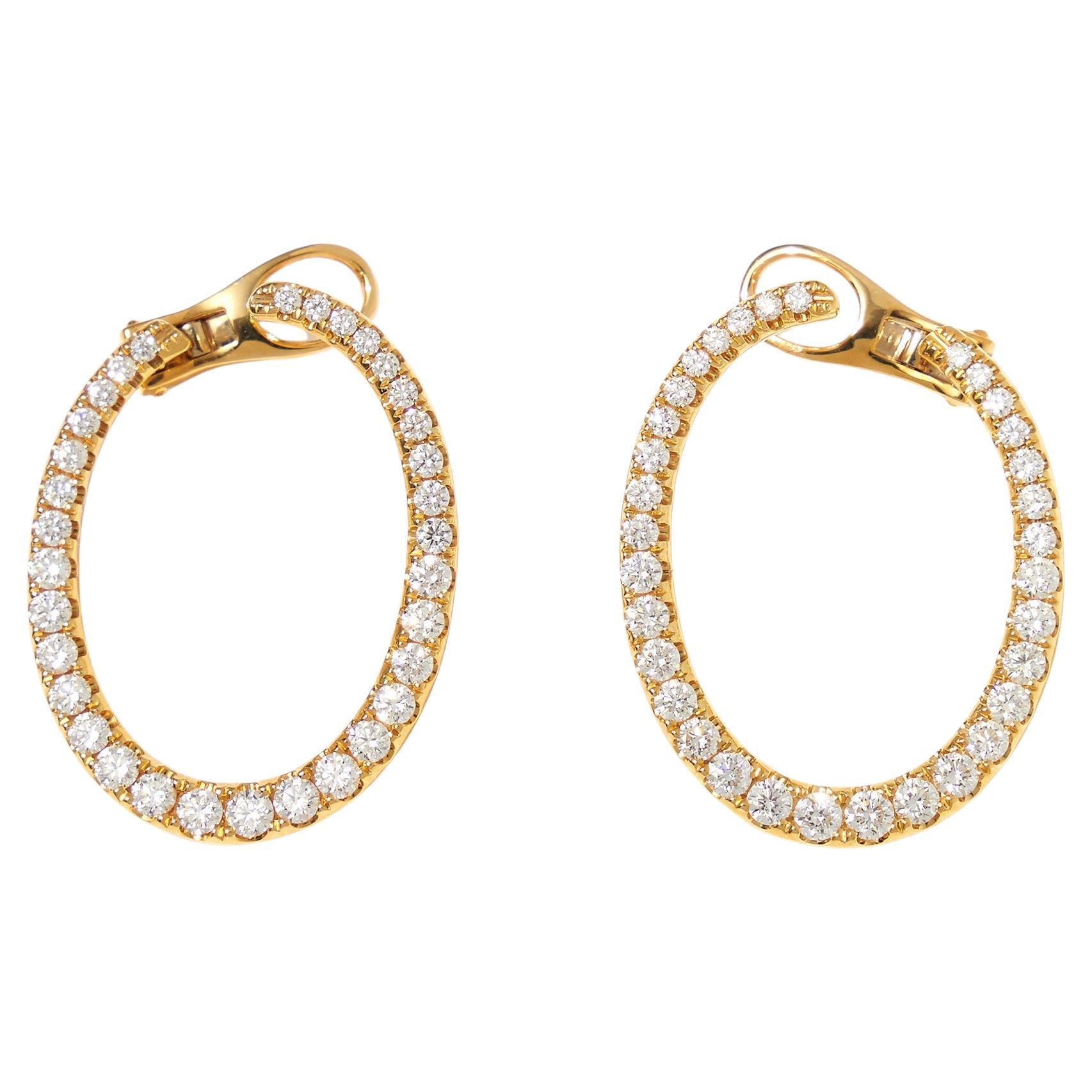 Gelbgold-Diamant-Reifen-Ohrringe im Angebot