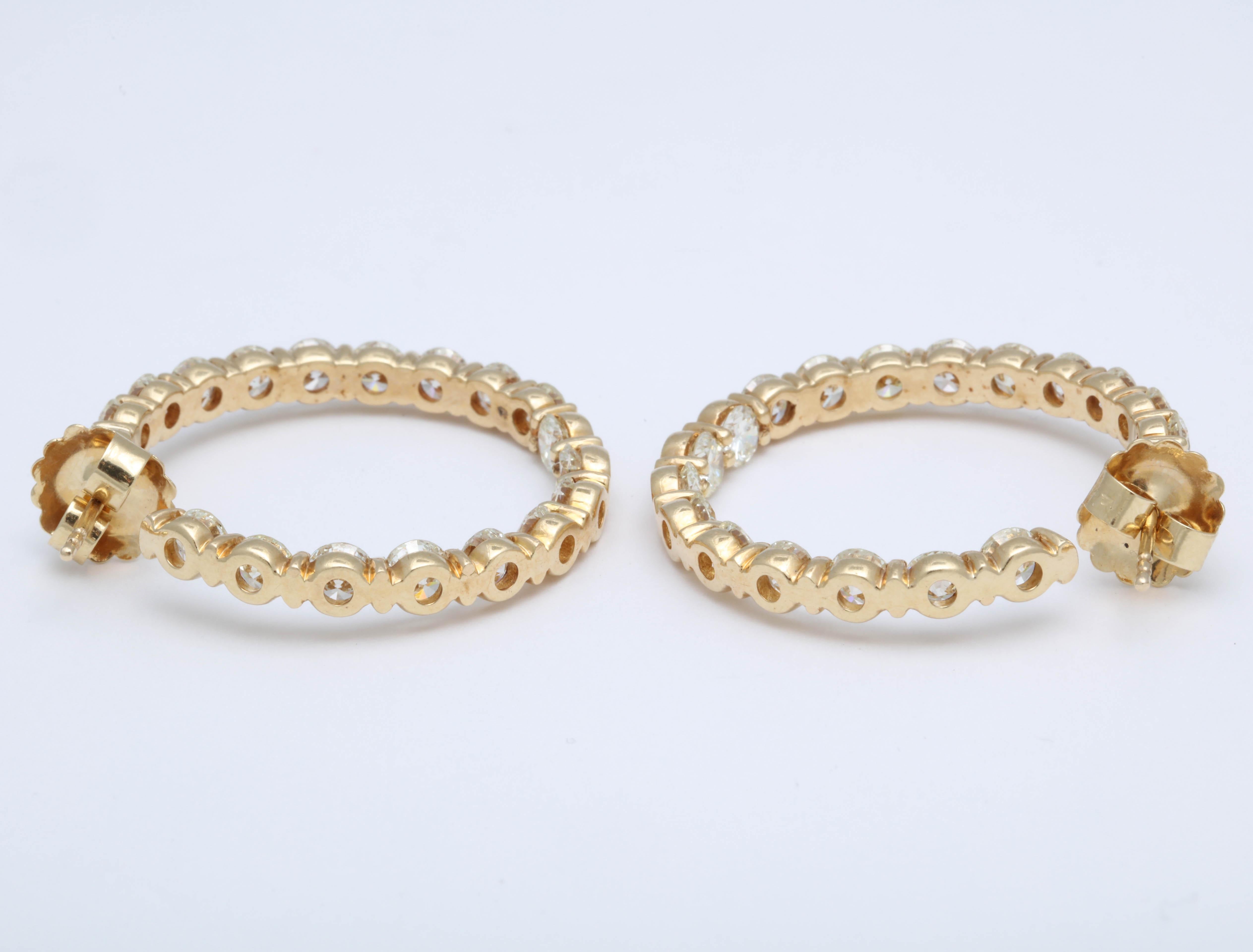 Yellow Gold Diamond Hoops For Sale 2