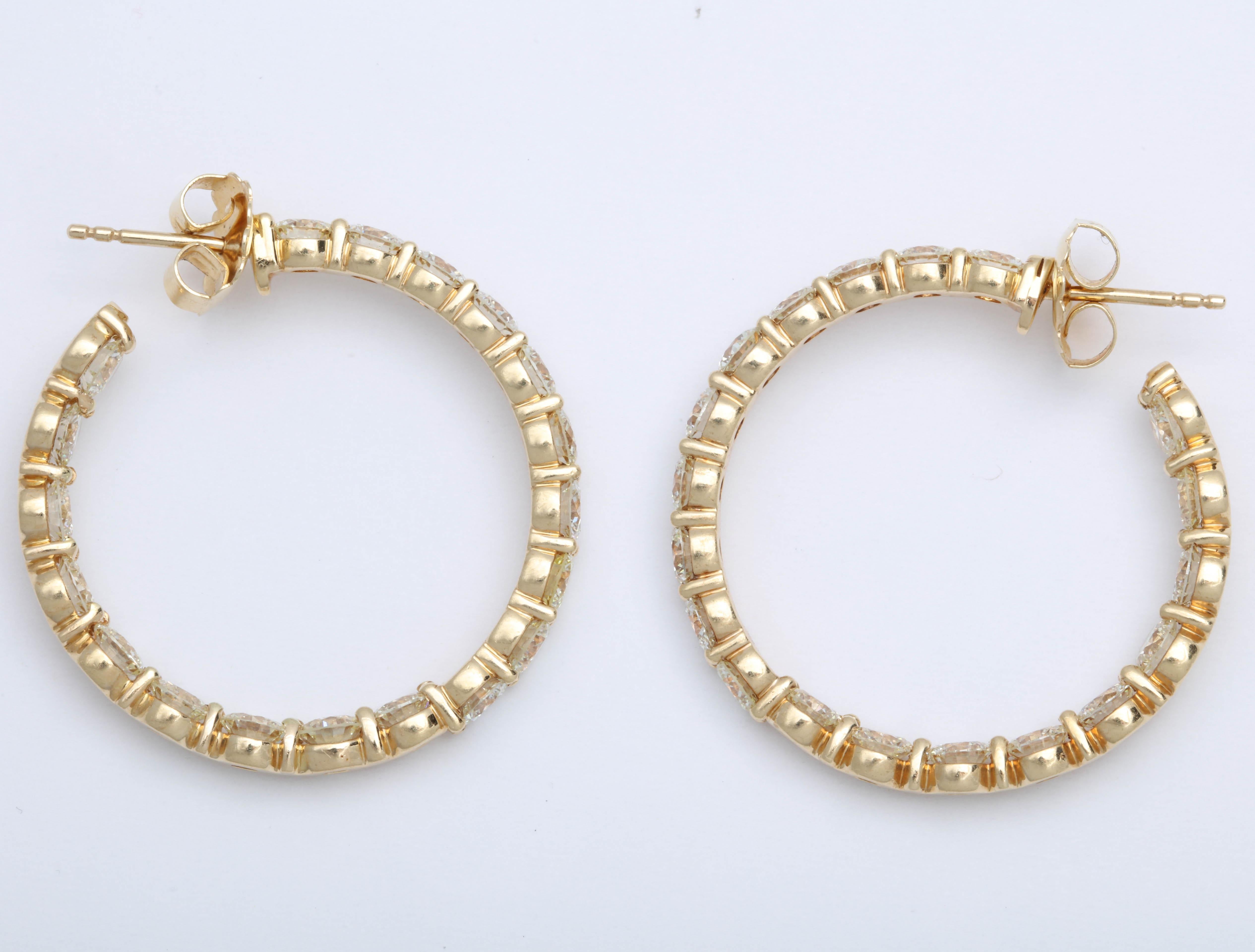 Yellow Gold Diamond Hoops For Sale 3