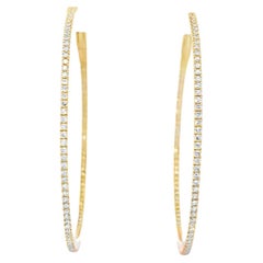 Maurice Fine Jewelry - Yellow Gold Diamond Hoops inside out with 1-1/4" diameter