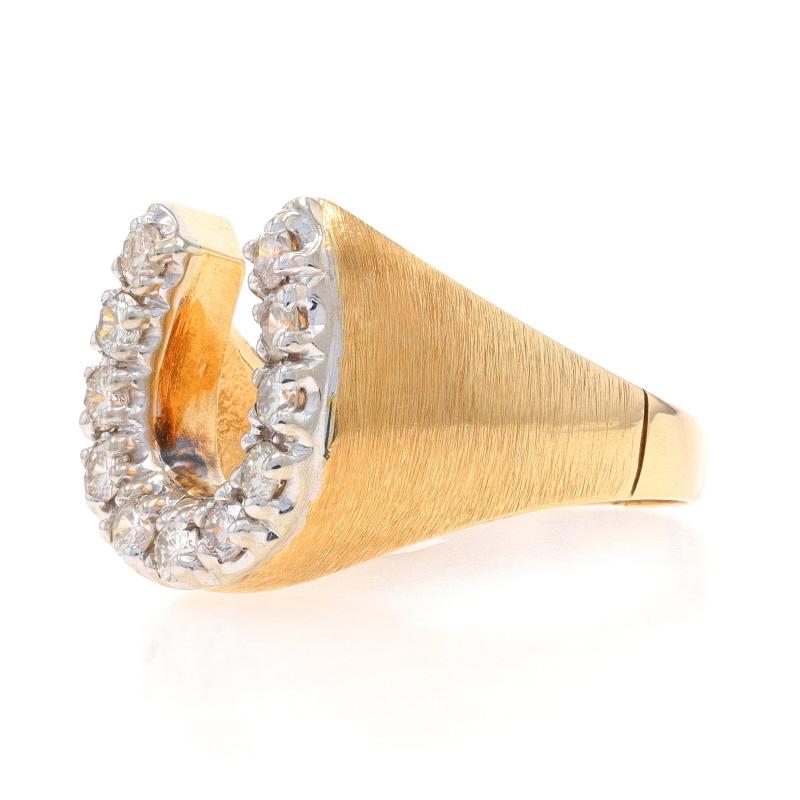 Gelbgold Diamant Hufeisen-Herrenring - 14k Rnd 1,05ctw Reiter Good Luck im Zustand „Hervorragend“ in Greensboro, NC