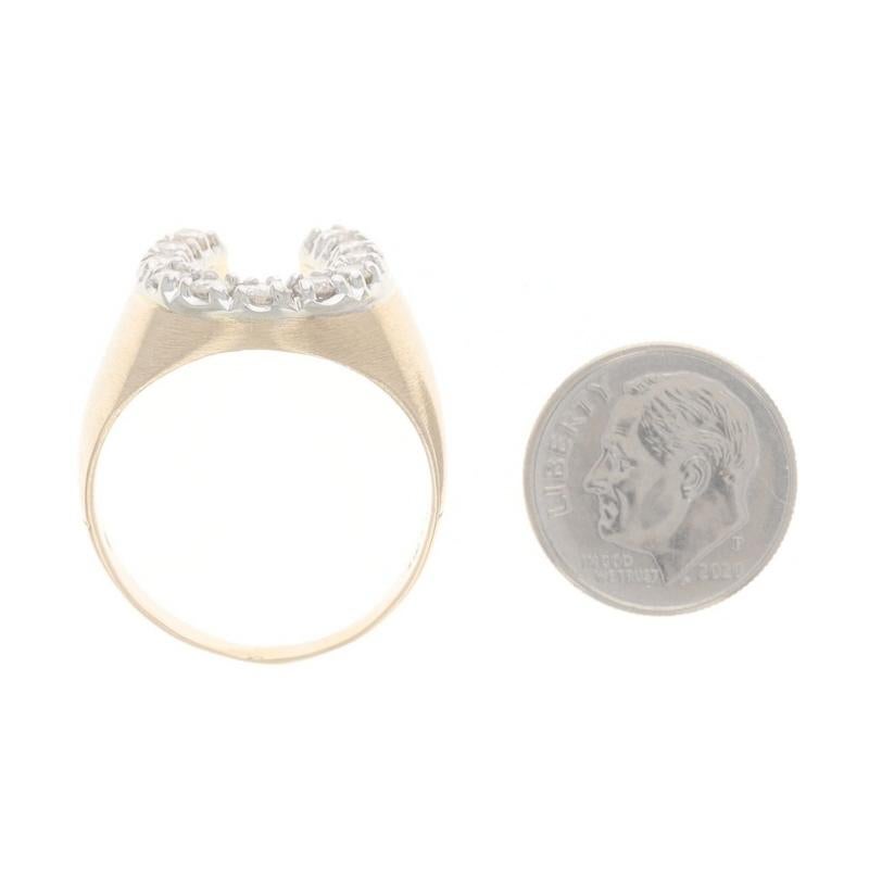 Gelbgold Diamant Hufeisen-Herrenring - 14k Rnd 1,05ctw Reiter Good Luck 2