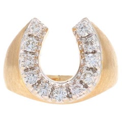 Gelbgold Diamant Hufeisen-Herrenring - 14k Rnd 1,05ctw Reiter Good Luck