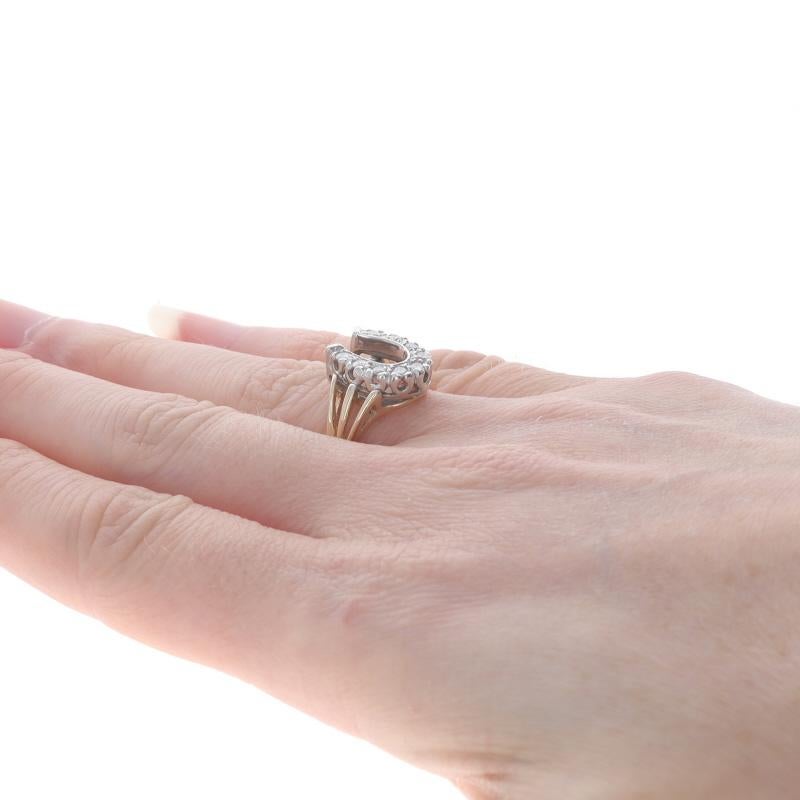 Women's Yellow Gold Diamond Horseshoe Ring - 14k Round .36ctw Equestrian Good Luck