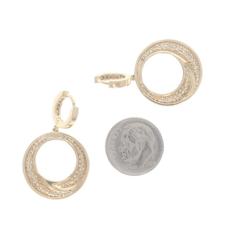 Donna Orecchini a cerchio Huggie in oro giallo con diamanti - 14k Round 1.00ctw Pierced in vendita