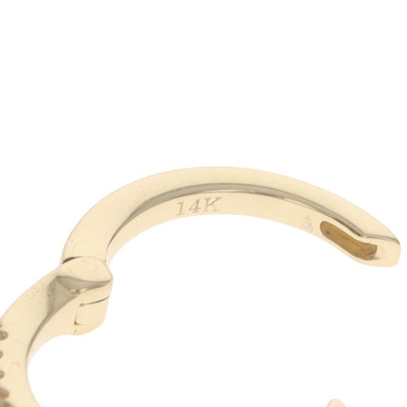 Pendientes de aro abrazador de diamantes de oro amarillo - 14k redondos perforados en venta 1