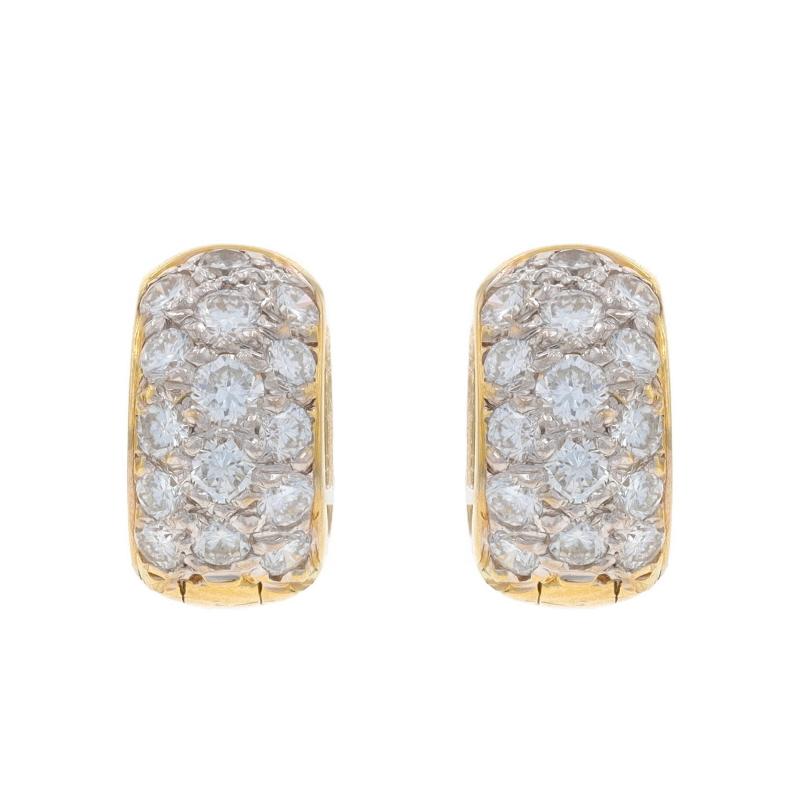 Contenu du métal : Or jaune 18k et or blanc 18k

Informations sur les pierres

Diamants naturels
Carat(s) : 1.00ctw
Coupe : Brillant rond
Couleur : G - H
Clarté : VS1 - VS2

Total des carats : 1.00ctw

Style : Huggie Hoop
Caractéristiques :