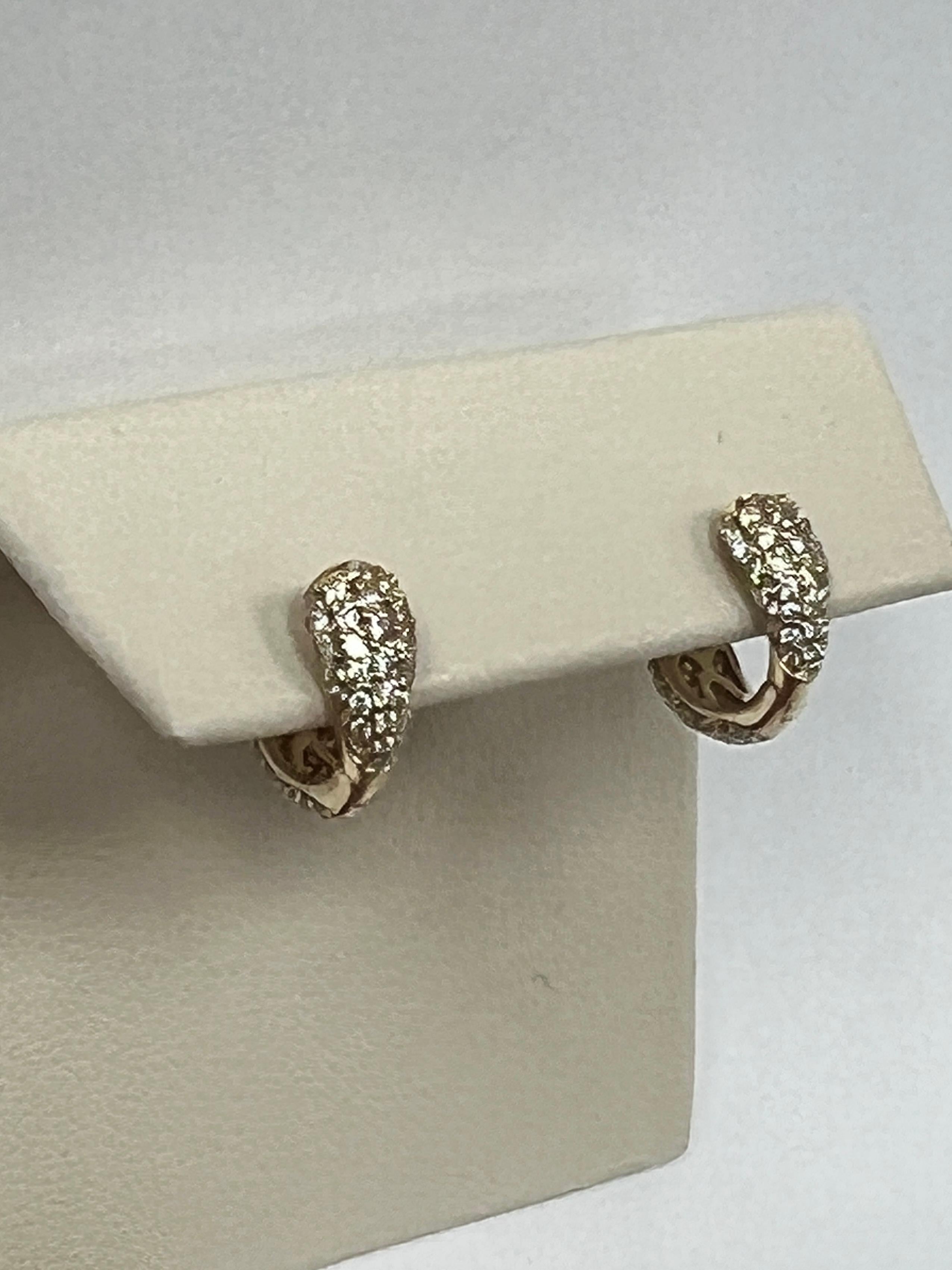Yellow Gold Diamond Huggies In New Condition For Sale In Great Neck, NY