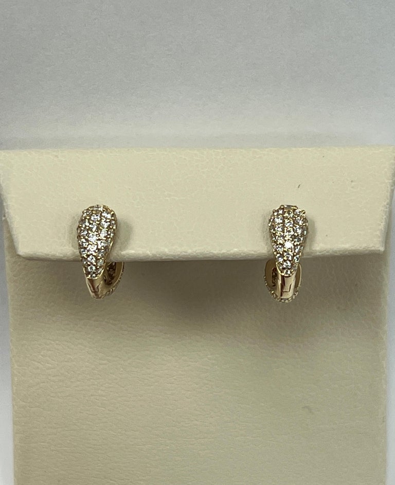Yellow Gold Diamond Huggies For Sale at 1stDibs