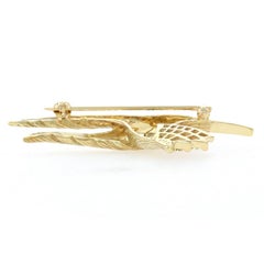 Yellow Gold Diamond Hummingbird Brooch, 18k Round Cut .20ctw Flying Bird Pin