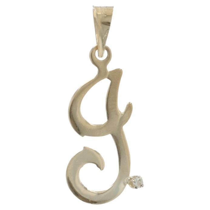 Yellow Gold Diamond Initial I Pendant - 14k Single Cut Monogram Letter For Sale