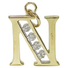 Yellow Gold Diamond Initial N Pendant