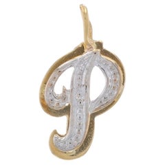 Yellow Gold Diamond Initial P Pendant - 14k Single Monogram Letter