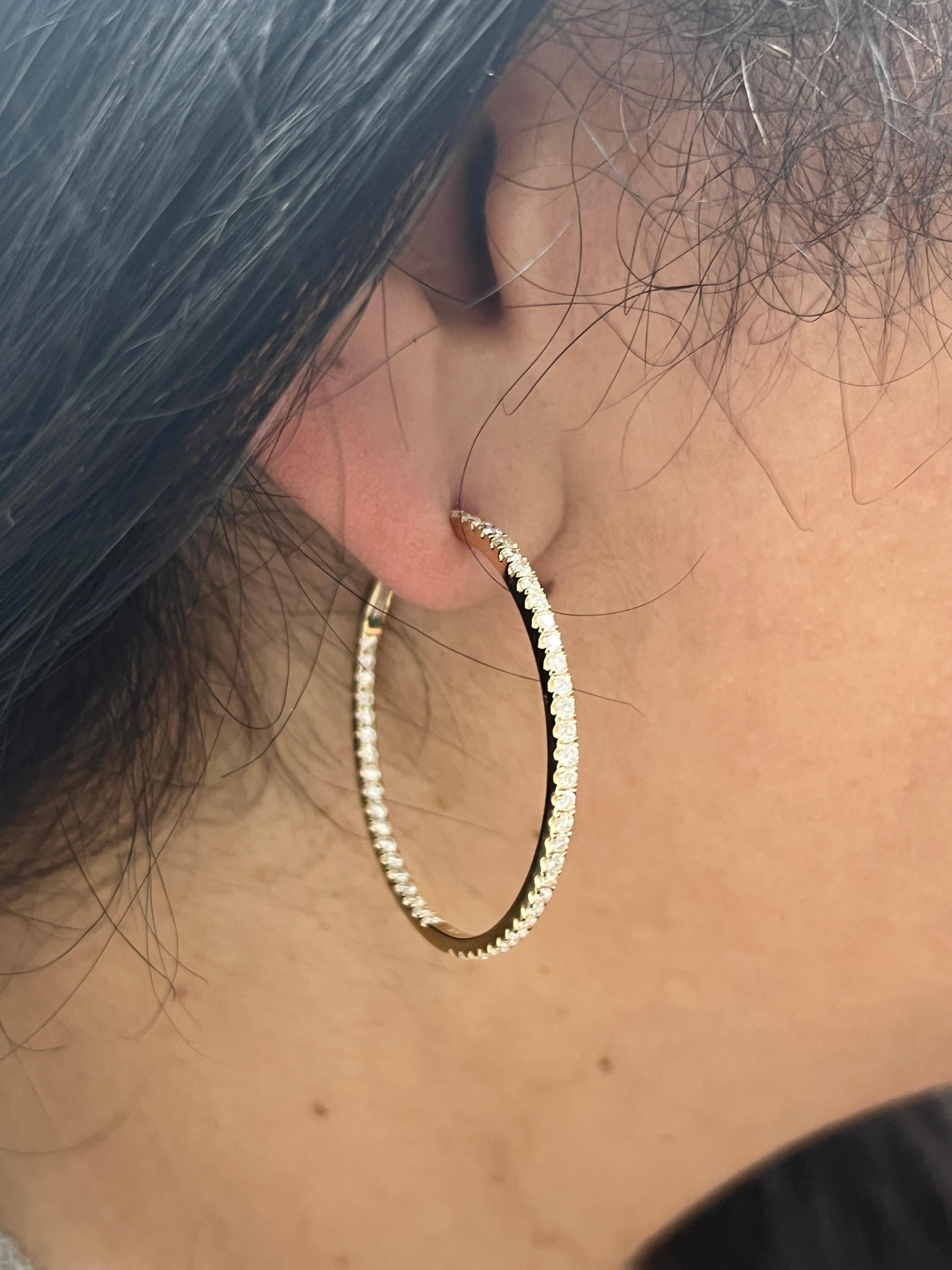 large diamond hoop earrings yellow gold