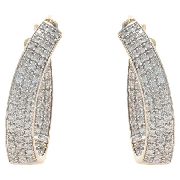 Boucles d'oreilles en or jaune avec diamant - 14k Single Cut 2.00ctw Pierced en vente
