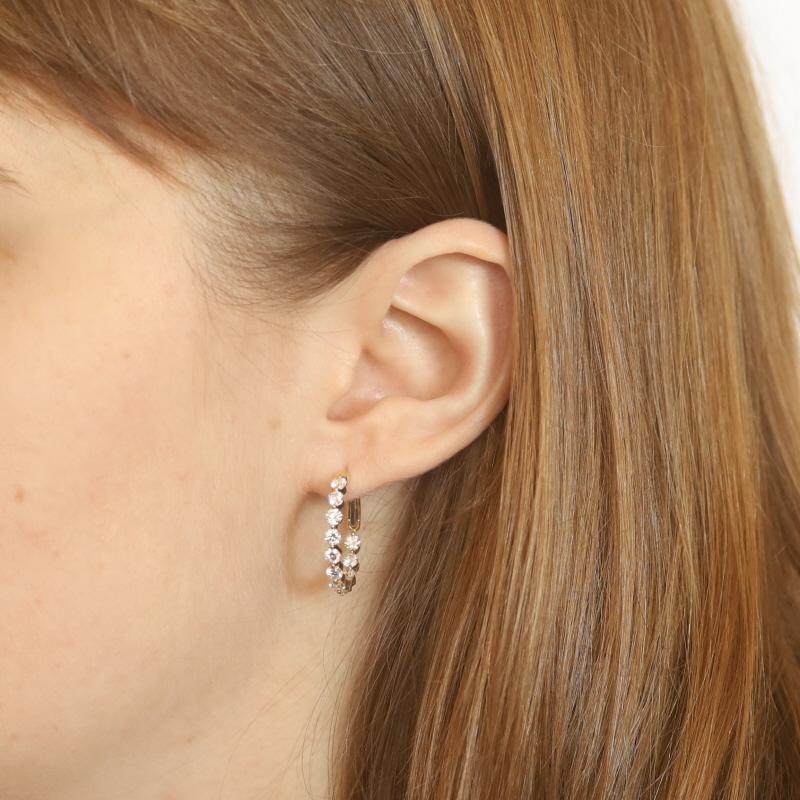 Gelbgold Diamant Innen-Out-Reifen Ohrringe 18k Rund Brillant 2,07ctw durchbohrt (Rundschliff) im Angebot