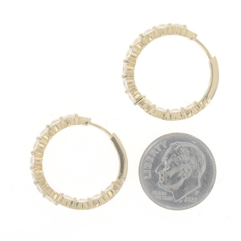 Women's Yellow Gold Diamond Inside-Out Hoop Earrings 18k Round Brilliant 2.11ctw Pierced For Sale