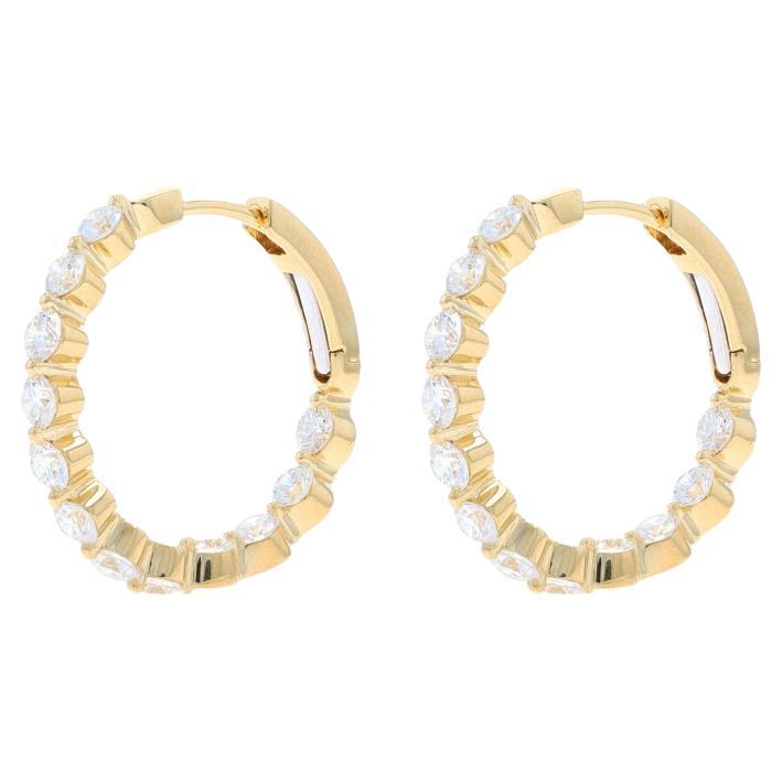 Gelbgold Diamant Innen-Out-Reifen Ohrringe 18k Rund Brillant 2,11ctw durchbohrt