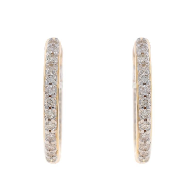 Taille ronde Boucles d'oreilles en or jaune avec diamant - 18k brillant rond .66ctw Pierced en vente
