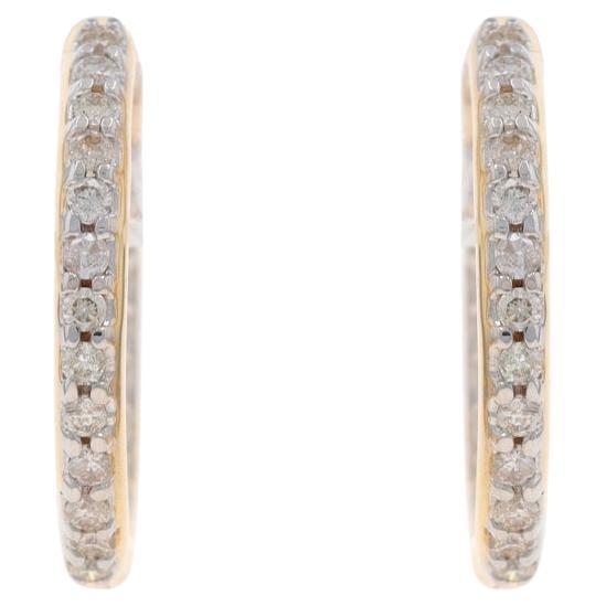Boucles d'oreilles en or jaune avec diamant - 18k brillant rond .66ctw Pierced