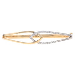 Armreif aus Gelbgold mit ineinander verschlungenen Blättern und Diamanten 6 3/4" - 14k rund .50ctw