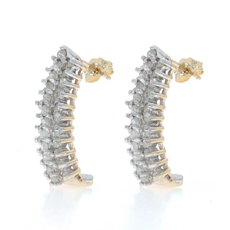 Taille simple Boucles d'oreilles en or jaune avec crochets en J et diamants - 10k Single 1.00ctw Pierced en vente