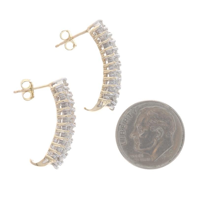 Boucles d'oreilles en or jaune avec crochets en J et diamants - 10k Single 1.00ctw Pierced Excellent état - En vente à Greensboro, NC
