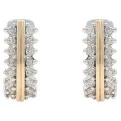 Orecchini con gancio a J in oro giallo con diamanti - 14k Round Brilliante 0,50ctw - forati