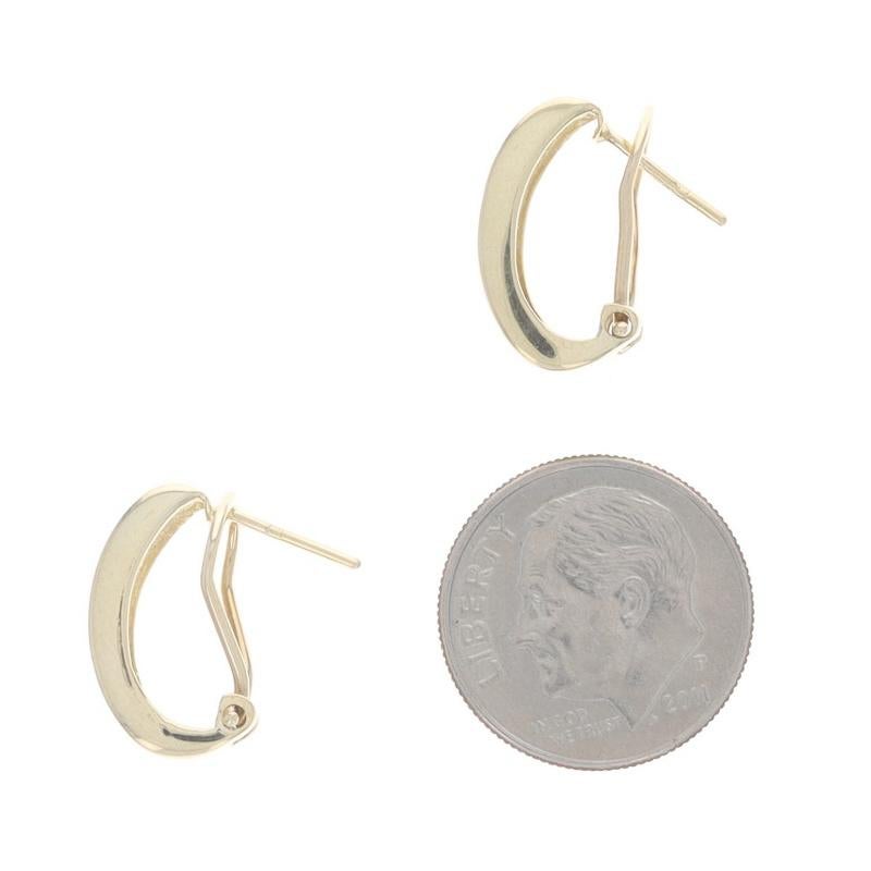 Yellow Gold Diamond J-Hoop Earrings - 14k Round Brilliant .50ctw Pierced In Excellent Condition For Sale In Greensboro, NC