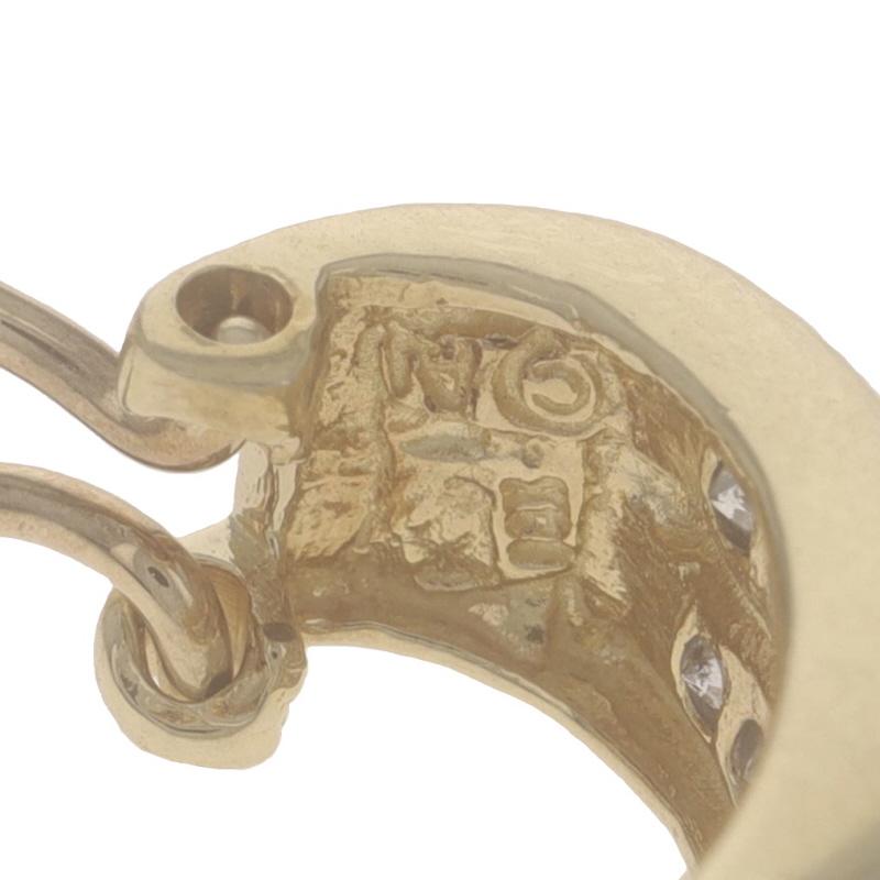 Women's Yellow Gold Diamond J-Hoop Earrings - 14k Round Brilliant .50ctw Pierced For Sale