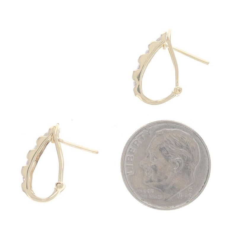 Boucles d'oreilles J en or jaune avec diamants - 14k Single Cut .25ctw Stripes Pierce Excellent état - En vente à Greensboro, NC