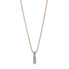 Yellow Gold Diamond Journey Pendant Necklace 18" -10k Baguette & Rnd .45ctw Love