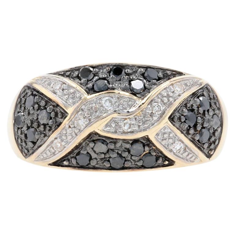 Bague Vintage Arbre De Vie - Or Jaune 14k - Agate Dendritique & Diamants Naturels - Taille 8.75
