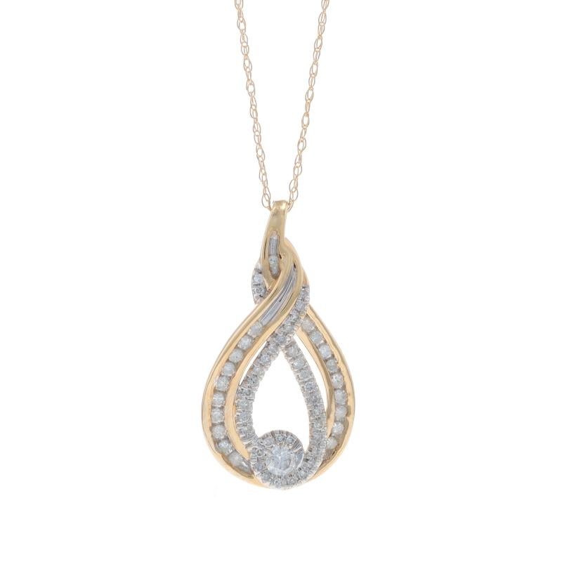 Metal Content: 10k Yellow Gold & 10k White Gold

Stone Information

Natural Diamonds
Carat(s): .50ctw
Cut: Single and Round Brilliant
Color: G - H
Clarity: SI1 - I1

Total Carats: .50ctw

Chain Style: Prince of Wales
Necklace Style: Chain
Fastening