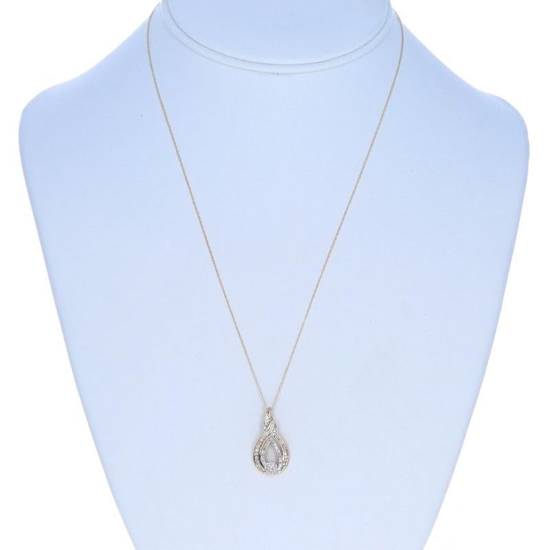 Round Cut Yellow Gold Diamond Knot Teardrop Necklace 18 1/2