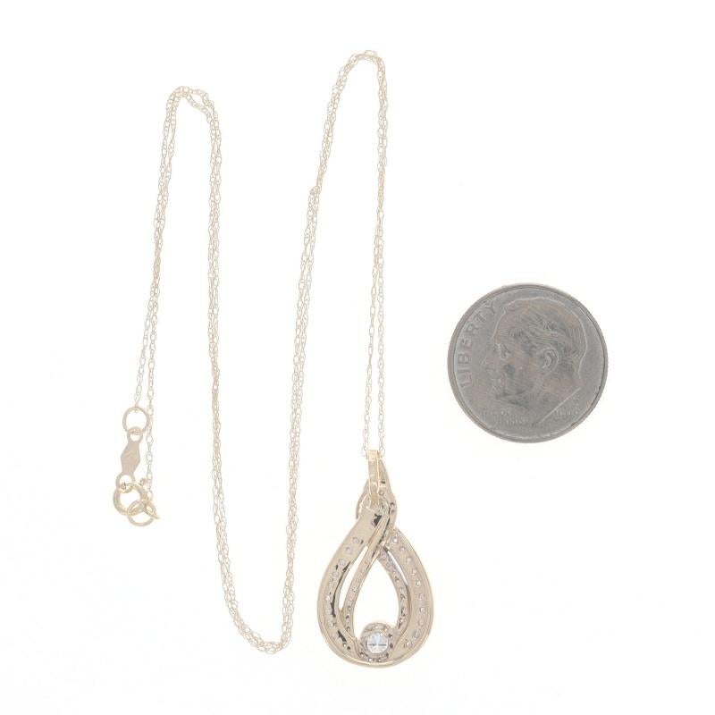 Yellow Gold Diamond Knot Teardrop Necklace 18 1/2