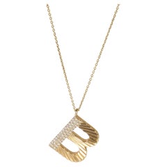 Yellow Gold Diamond Large Initial B Pendant