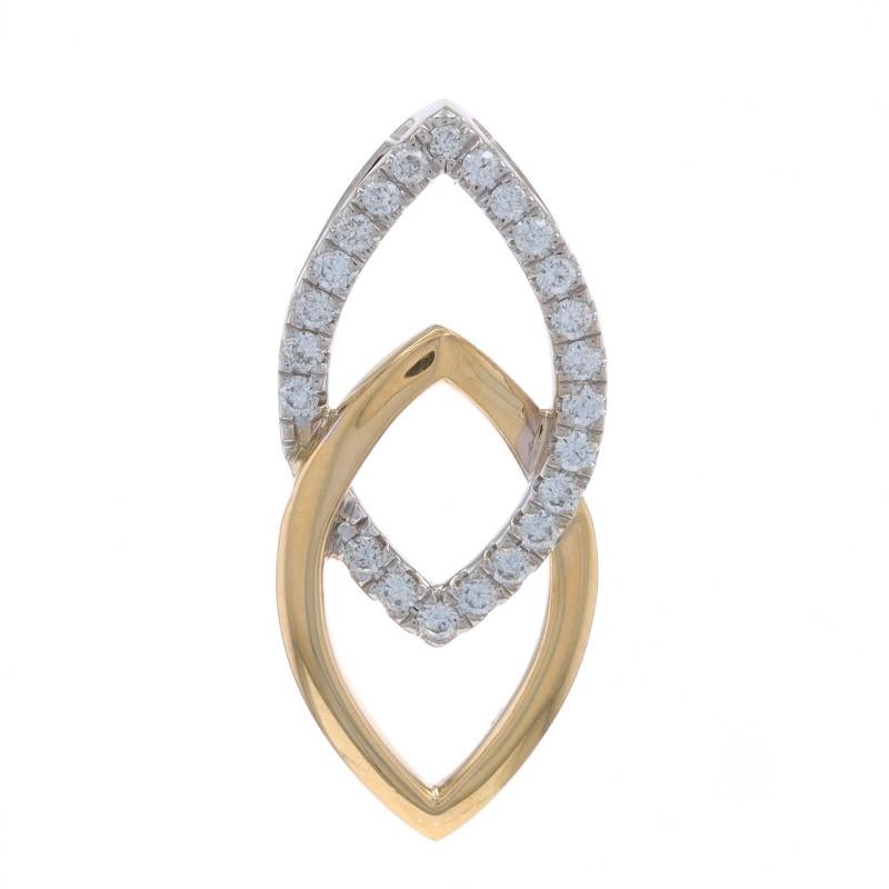 Contenuto metallico: Oro giallo 14k e oro bianco 14k

Informazioni su A. Stone

Diamanti naturali
Carati: .25ctw
Taglio: Rotondo brillante
Colore: G - H
Chiarezza: SI1 - SI2

Carati totali: .25ctw

Tema: Duo di foglie, botanico

Misure

Altezza: