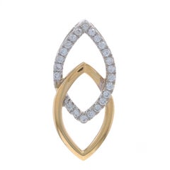 Yellow Gold Diamond Leaf Duo Pendant - 14k Round Brilliant .25ctw Botanical