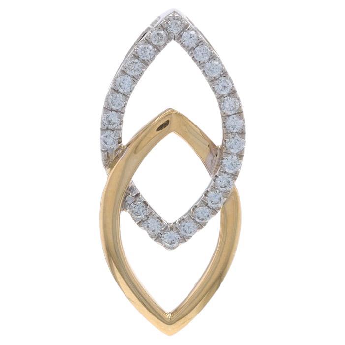 Yellow Gold Diamond Leaf Duo Pendant - 14k Round Brilliant .25ctw Botanical