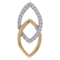 Yellow Gold Diamond Leaf Duo Pendant - 14k Round Brilliant .25ctw Botanical