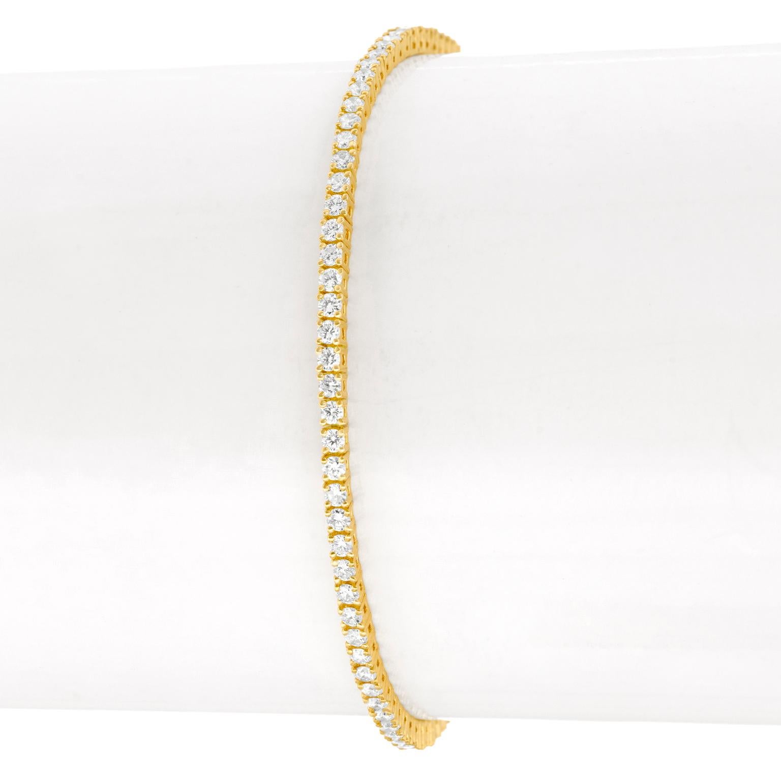 Gelbgold Diamant-Linien-Armband (Rundschliff) im Angebot