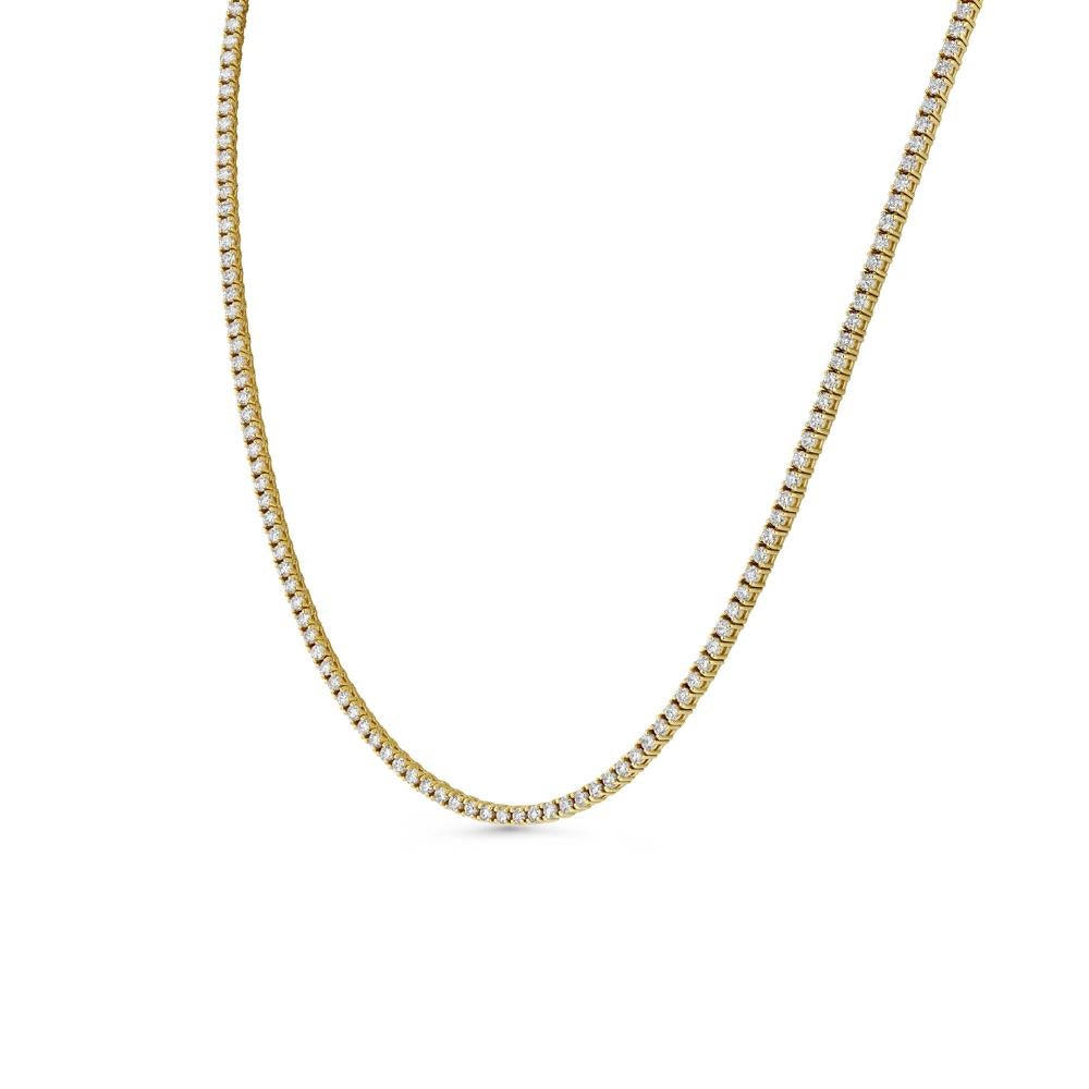 Women's or Men's Yellow Gold Diamond Line Necklace For Sale
